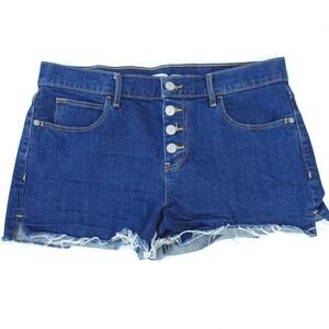 Old Navy Boyfriend Cutoff Blue Jean Shorts Size 8 Dark Wash Denim Button Fly